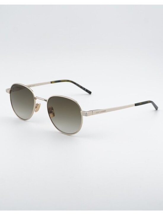 Saint Laurent SL555 003 Sunglasses Gold Round Frame, Brown Lenses main image 6